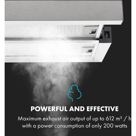 Klarstein Viola Extractor Hood Stainless Steel 59.6 Cm 612m³ / H EEC A Silver - Image 4