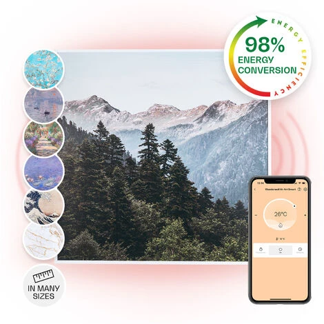 Klarstein Wonderwall Air Art Smart Infrared Heater 60x60cm 350W Mountains