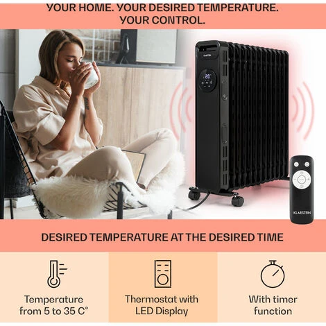 Klarstein Thermaxx Heatstream Oil Radiator 2500W 5-35 °C 24h Timer - Image 3
