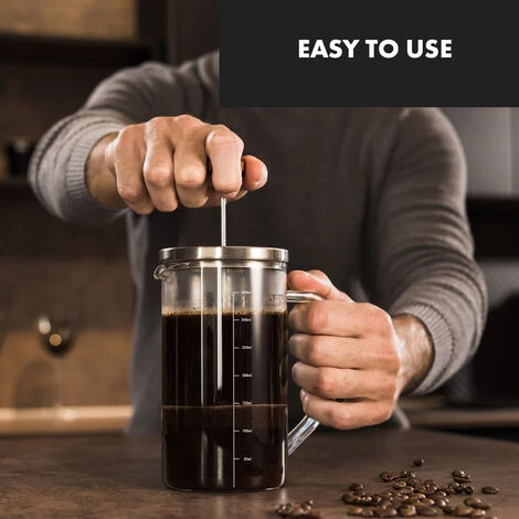 Klarstein Glaswerk Ristretto, French Press, 0.35 Litre, Borosilicate Glass, Stainless Steel, Walnut Wood - Image 3