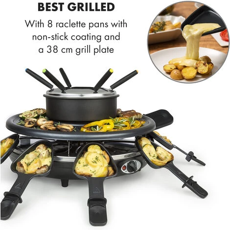 Klarstein Fonduelette Raclette And Fondue 1350W 1 Litre 38 Cm Ø For 8 Persons - Image 3