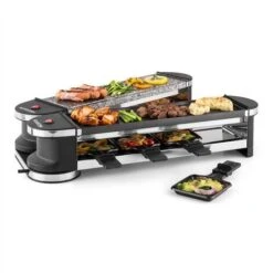 Klarstein Tenderloin 50/50 Raclette Grill 1200W 8 Persons Natural Stone