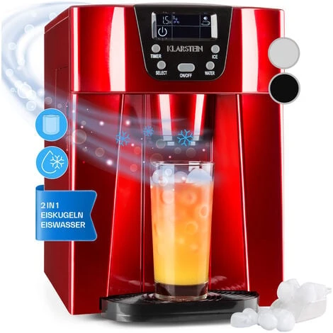 Klarstein Ice Volcano 2GR Ice Cube Machine LED 12kg Every 24h 2l 6-10min Red