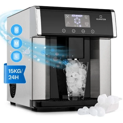 Klarstein Eiszeit Ice Cube Machine Stainless Steel 3 Ice Cube Sizes Silver