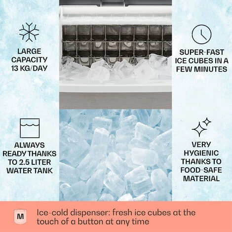 Klarstein Clearcube Ice Cube Machine Clear Ice 13kg / 24h Stainless Steel Black - Image 2