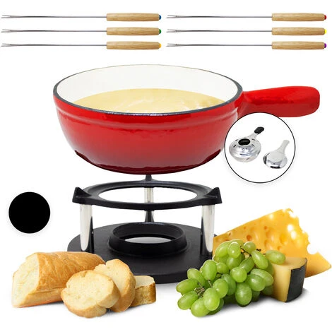 Klarstein Holsten Fondue Set Pot Stove Burner 6 Forks 1.5 L Cast Iron