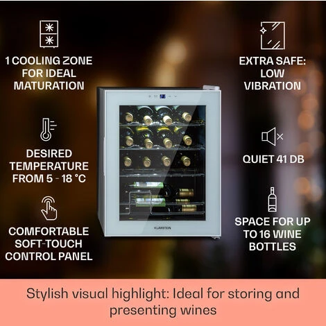 Klarstein Shiraz 16 Quartz Wine Fridge 42l Touch Control Panel 160 W 5-18 °C - Image 2