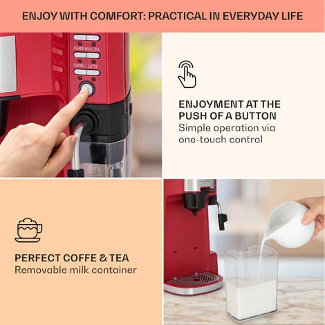 Klarstein Baristomat 2-in-1 Fully Automatic Coffee & Tea Maker Milk Foam 6 Programmes - Image 3
