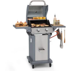 Klarstein Lucifer 2 Gas Grill 2 X 3.6 KW Burners 45x45cm Barbecue Stainless Steel Mobile