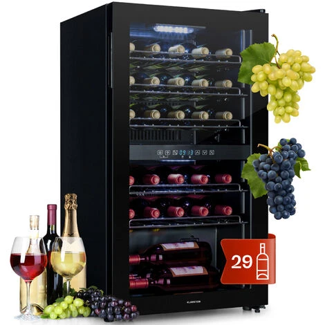 Klarstein Klarstein Shiraz 29 Duo Wine Fridge 2 Zones 80L/29 Bottles 5-22°C Touch Black
