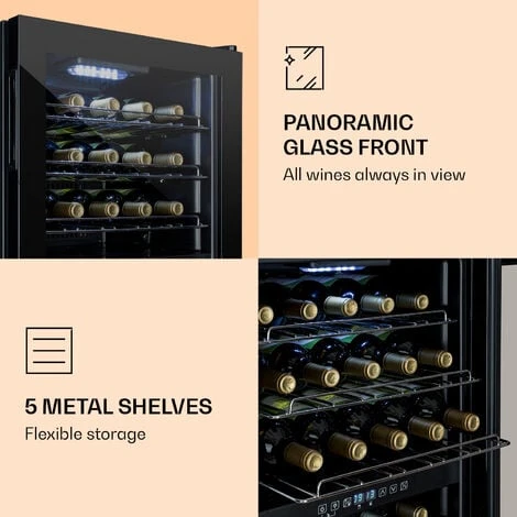 Klarstein Klarstein Shiraz 29 Duo Wine Fridge 2 Zones 80L/29 Bottles 5-22°C Touch Black - Image 4