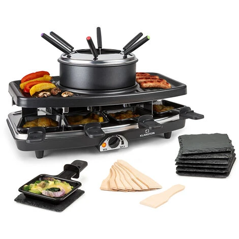 Klarstein Entrec么te 2-in-1 Raclette Grill & Fondue Natural Stone 1100W 8 Persons Coasters