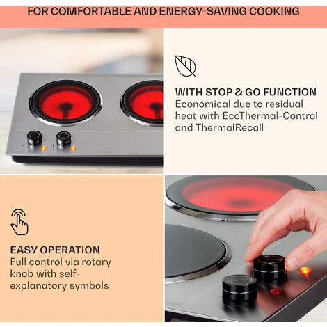 Klarstein Ramsey Double Hob 2400 W 11 Power Levels Glass Ceramic - Image 4